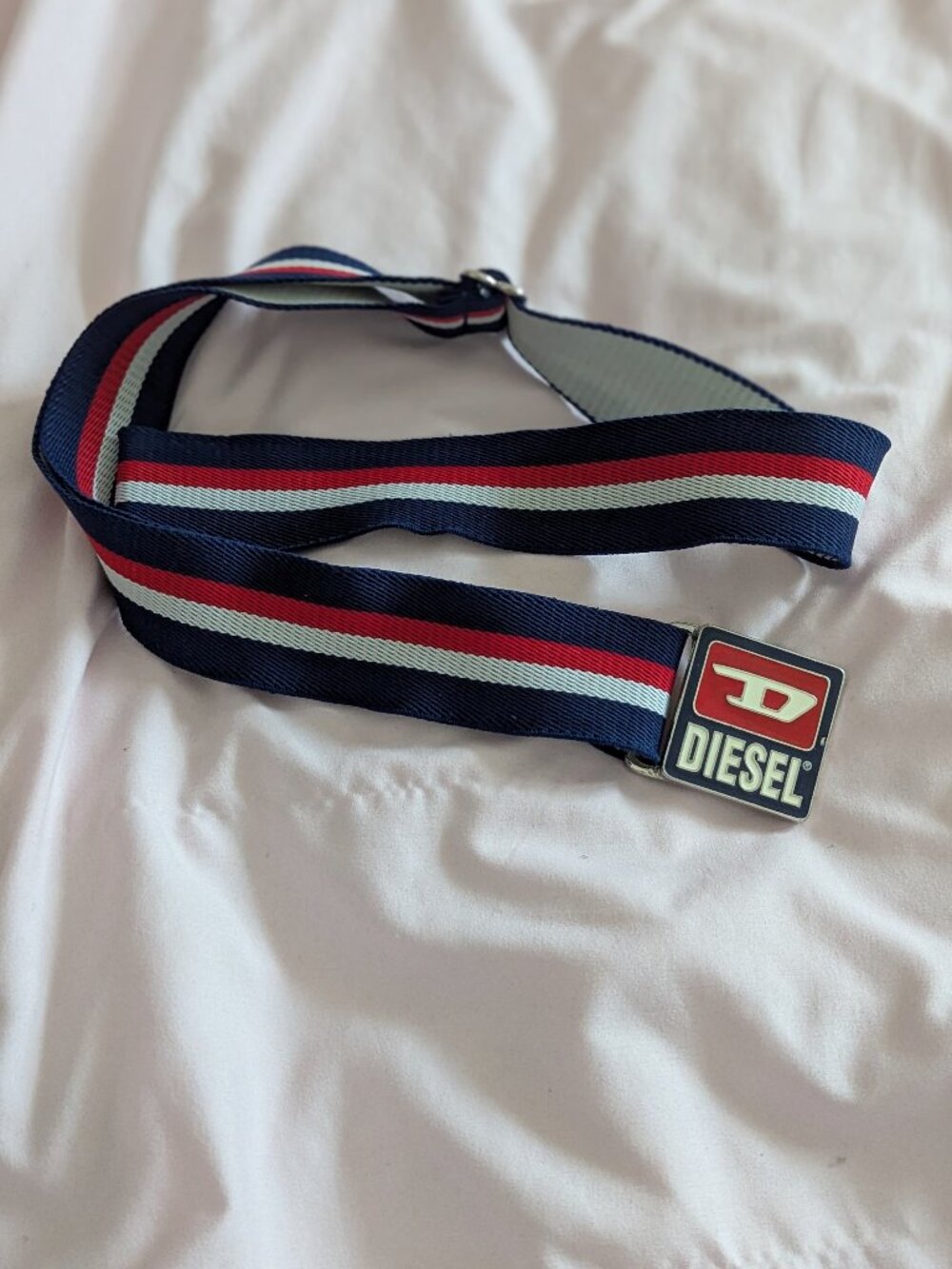 Diesel Blue Striped Webbing Belt
